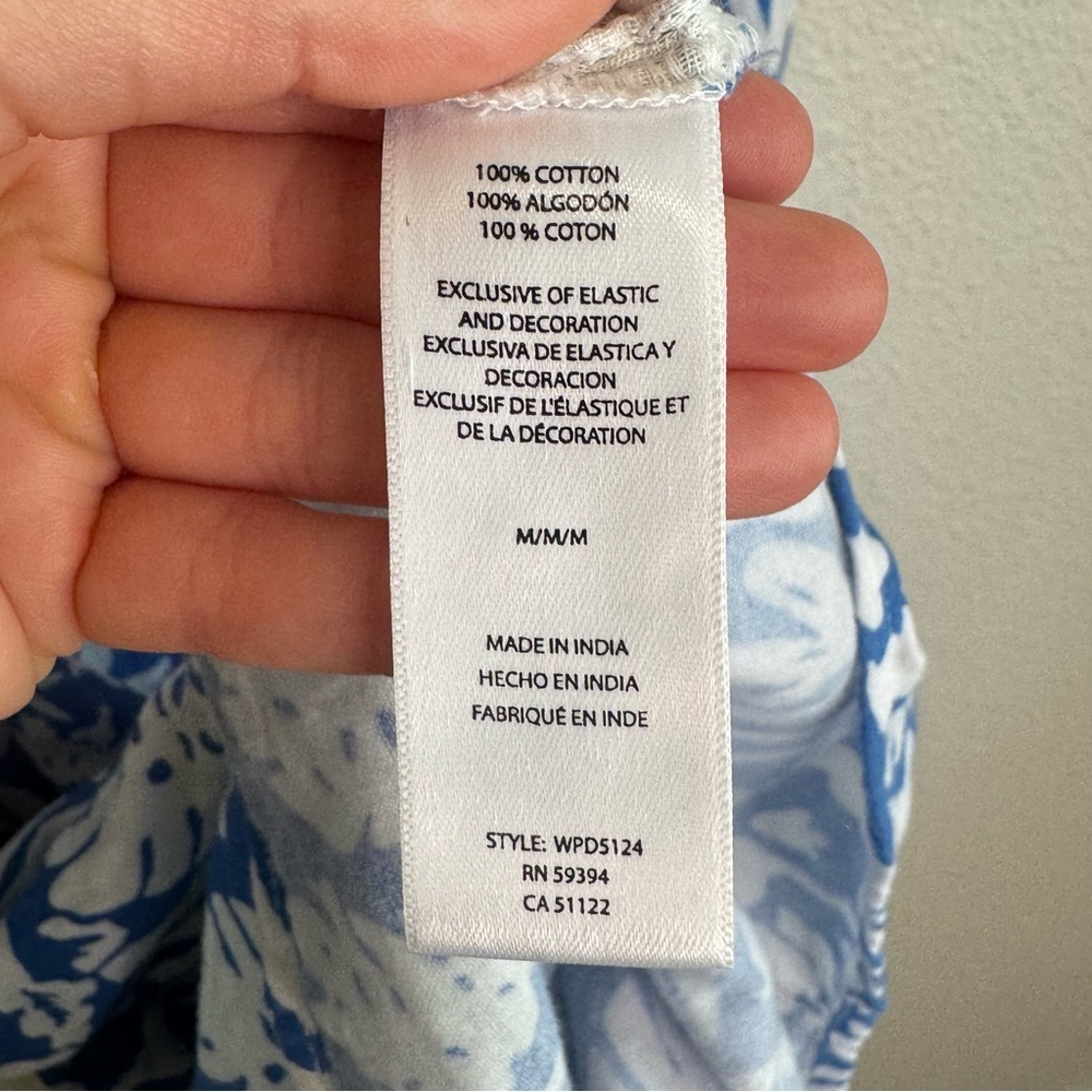 Beachlunchlounge Womens M Tropical Midi Dress Cotton Gauze Blue Vacation‎ - Picture 4 of 11